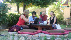 Students discussing in ILTK’s tea garden